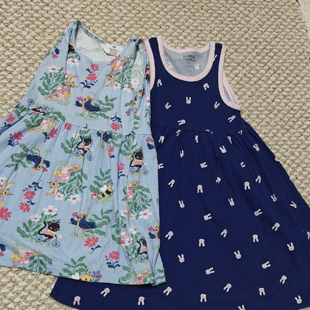 Kids Sleeveless Dresses Set - Blue and Navy